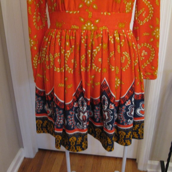 Vintage 60's Sears JR Bazaar Patterned Flower Child Dress - Picture 3 of 8